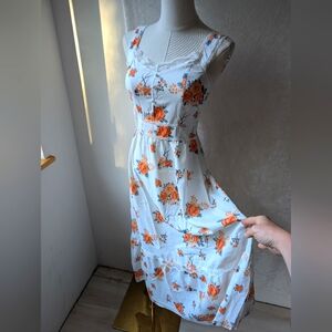 Orange Rose Lace White Sundress Nwot